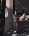 Dama escribiendo una carta con su doncella Barroco Johannes Vermeer